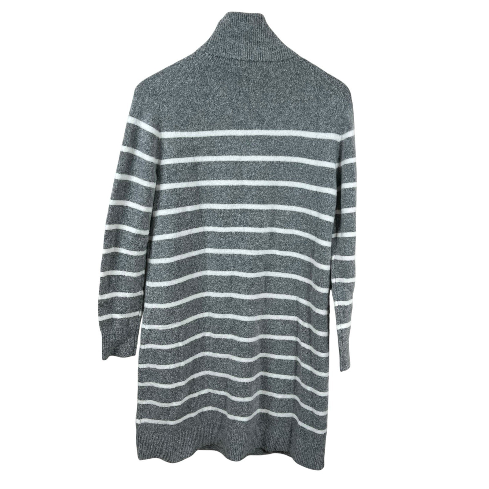 J. Crew Womens S Gray Striped Wool Blend Relaxed Turtleneck Sweater Dress #BC720