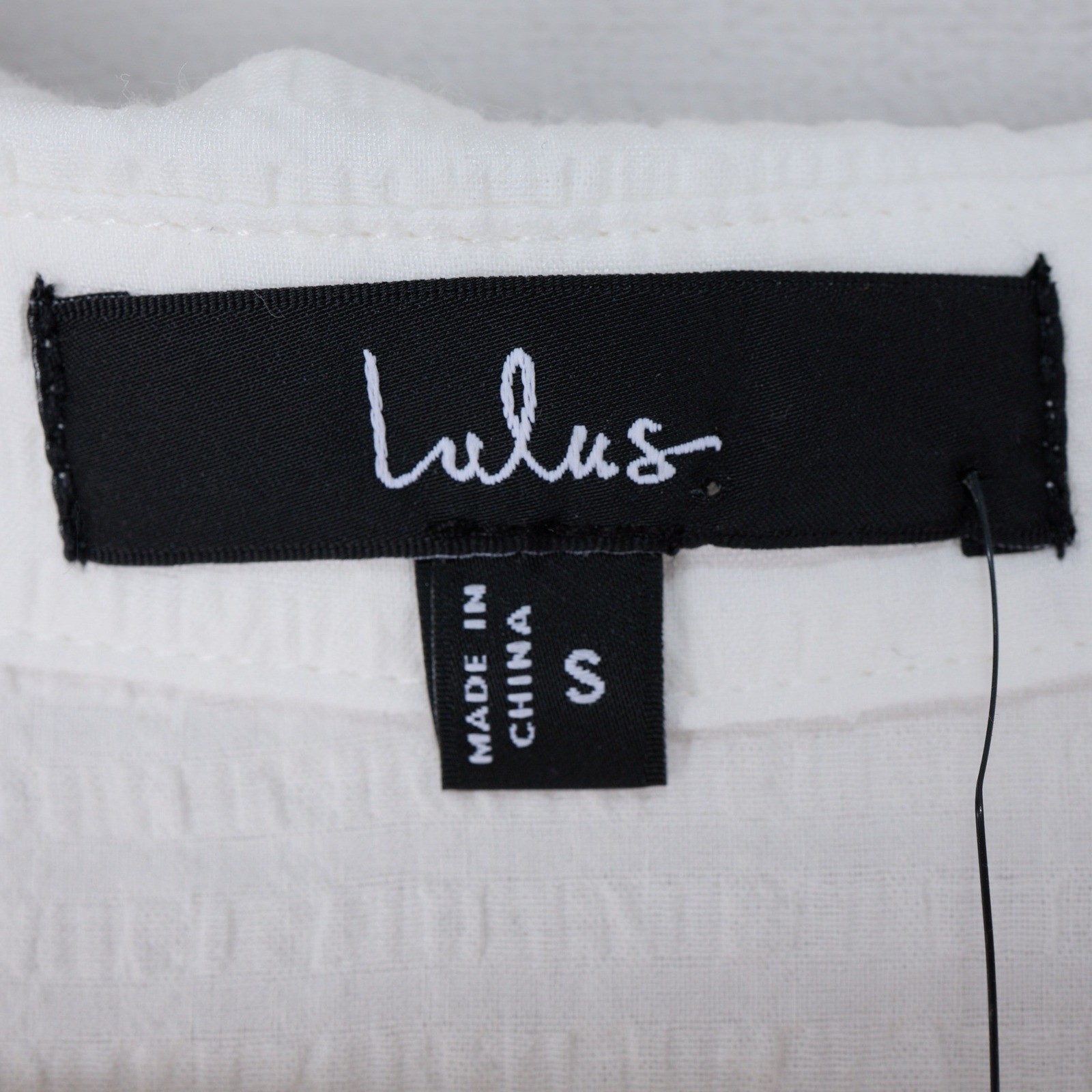 Lulus White Tie-Front Seersucker Midi Dress Short Sleeve Button Front Womens S