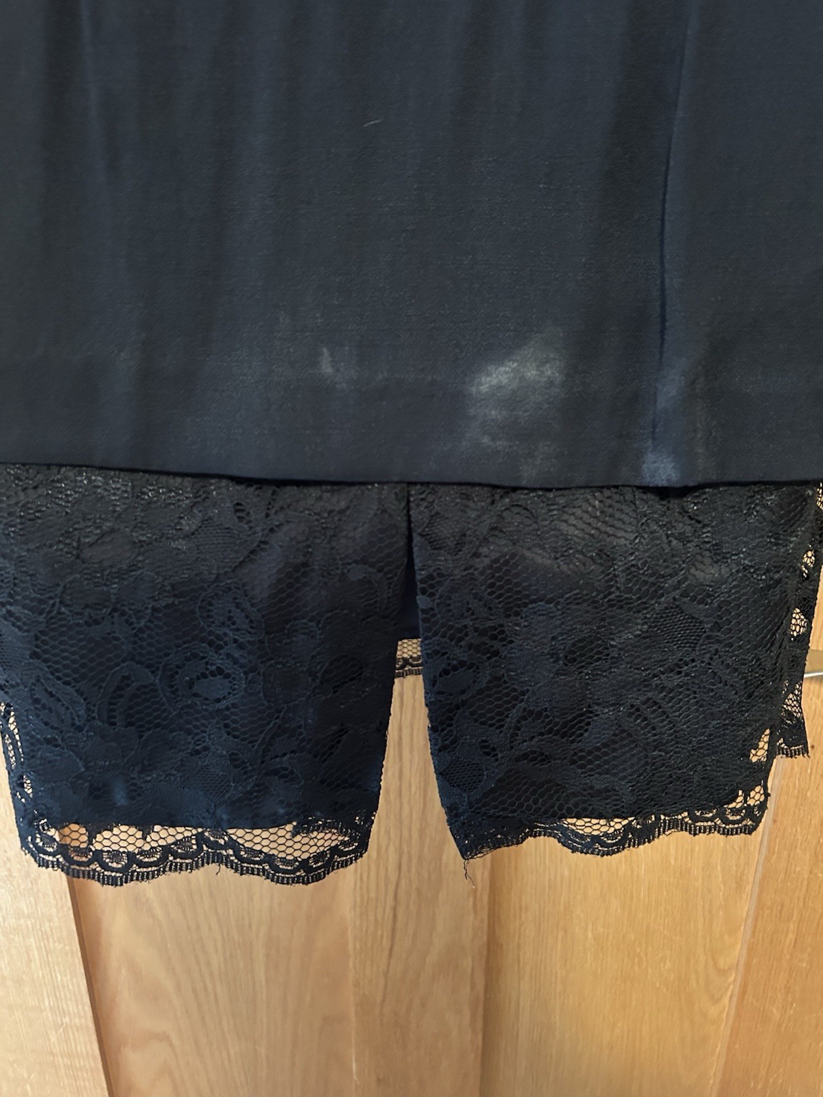 Vintage 90s Whimsigoth Black Structured Button Up Mini Dress With Lace Trim 4P