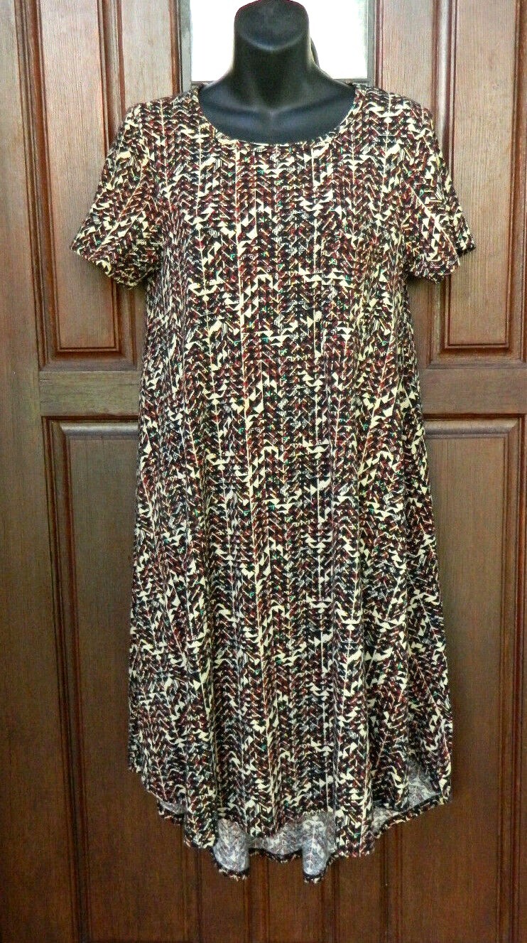 LULAROE ‘SIMPLY COMFORTABLE’ SHORT SLEEVE DRESS SZ XS MULTICOLOR NWOT