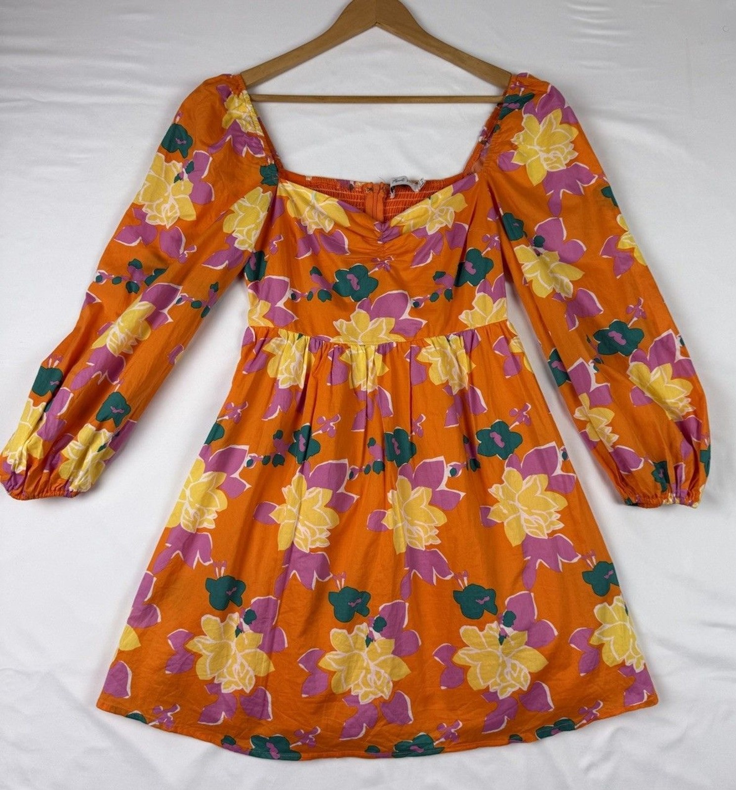 HELLO MOLLY All About May Mini Baby Doll Dress Orange Floral Size 6