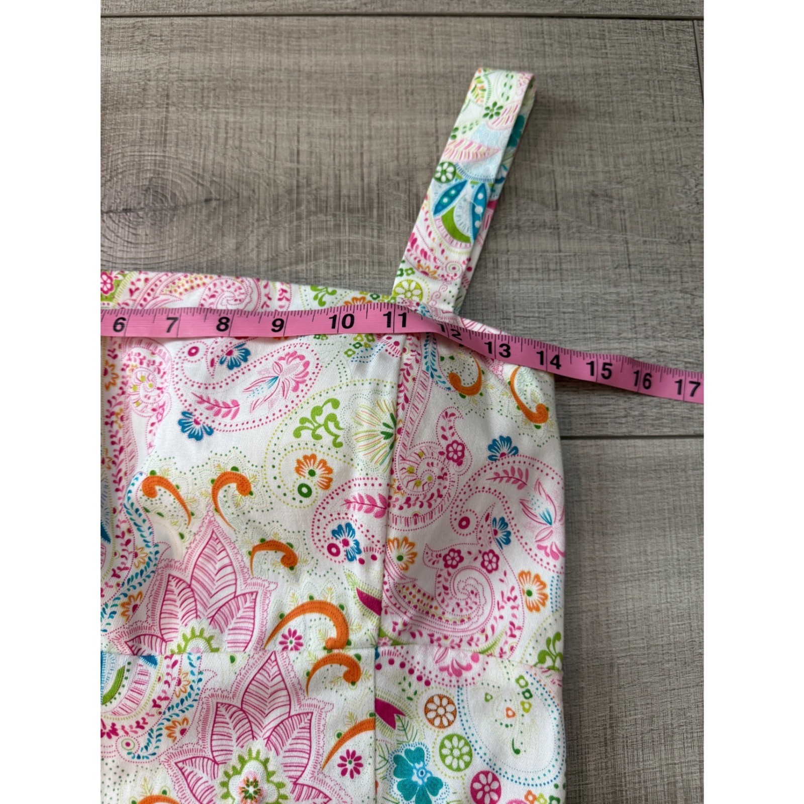 Karin Stevens Y2K Paisley Cotton Sundress Pink Floral Ruffle Hem Size 10