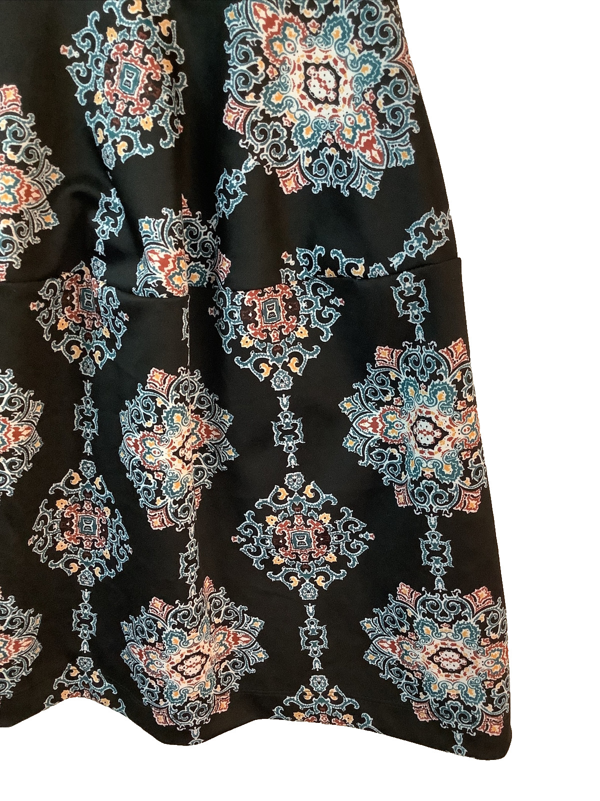 Mossimo Womens Fit & Flare Dress Size M Sleeveless Medallion Print Back Zip