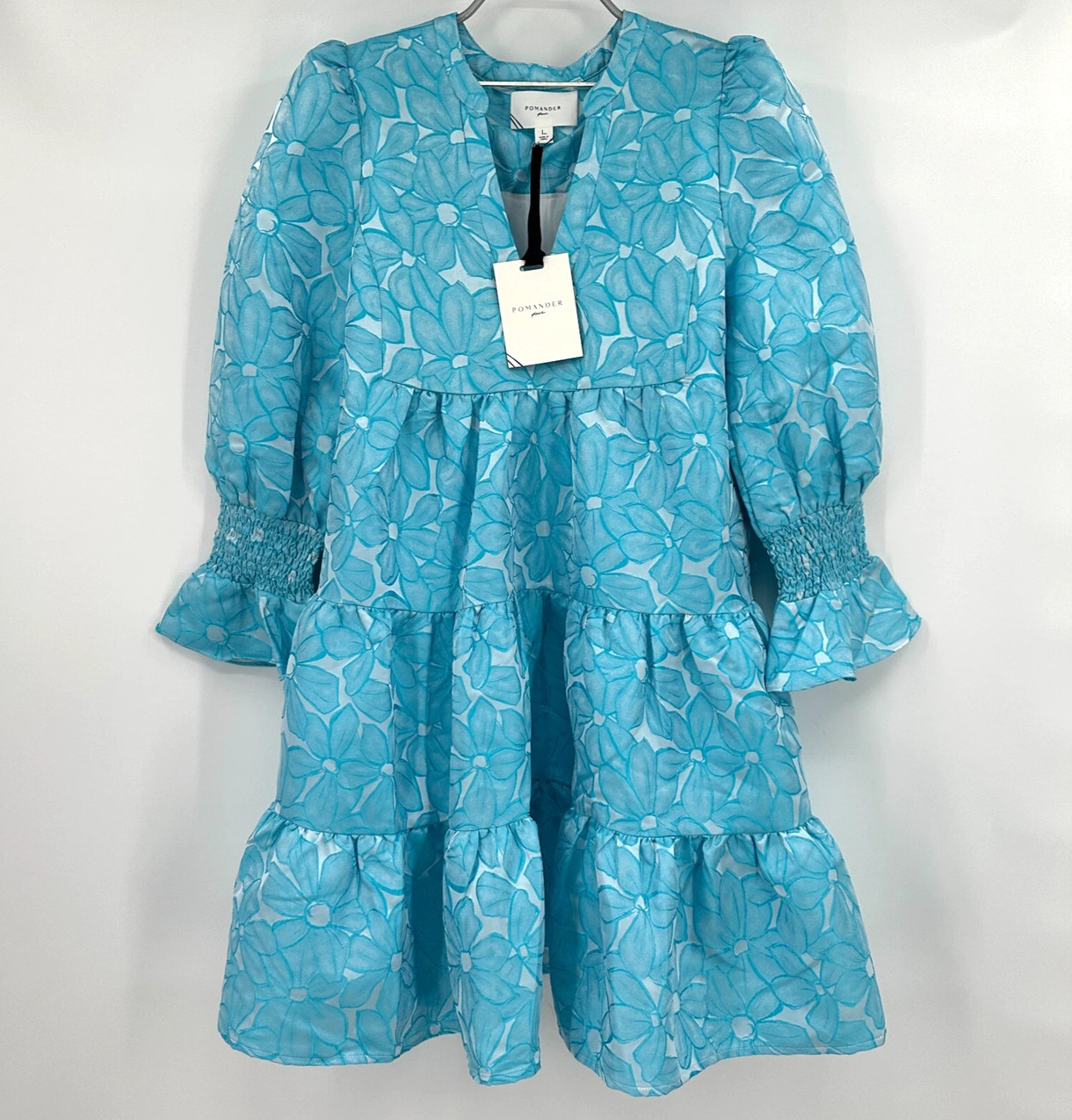 Pomander Place by Tuckernuck Blue Daisy Jacquard Kenzo Dress size L Large