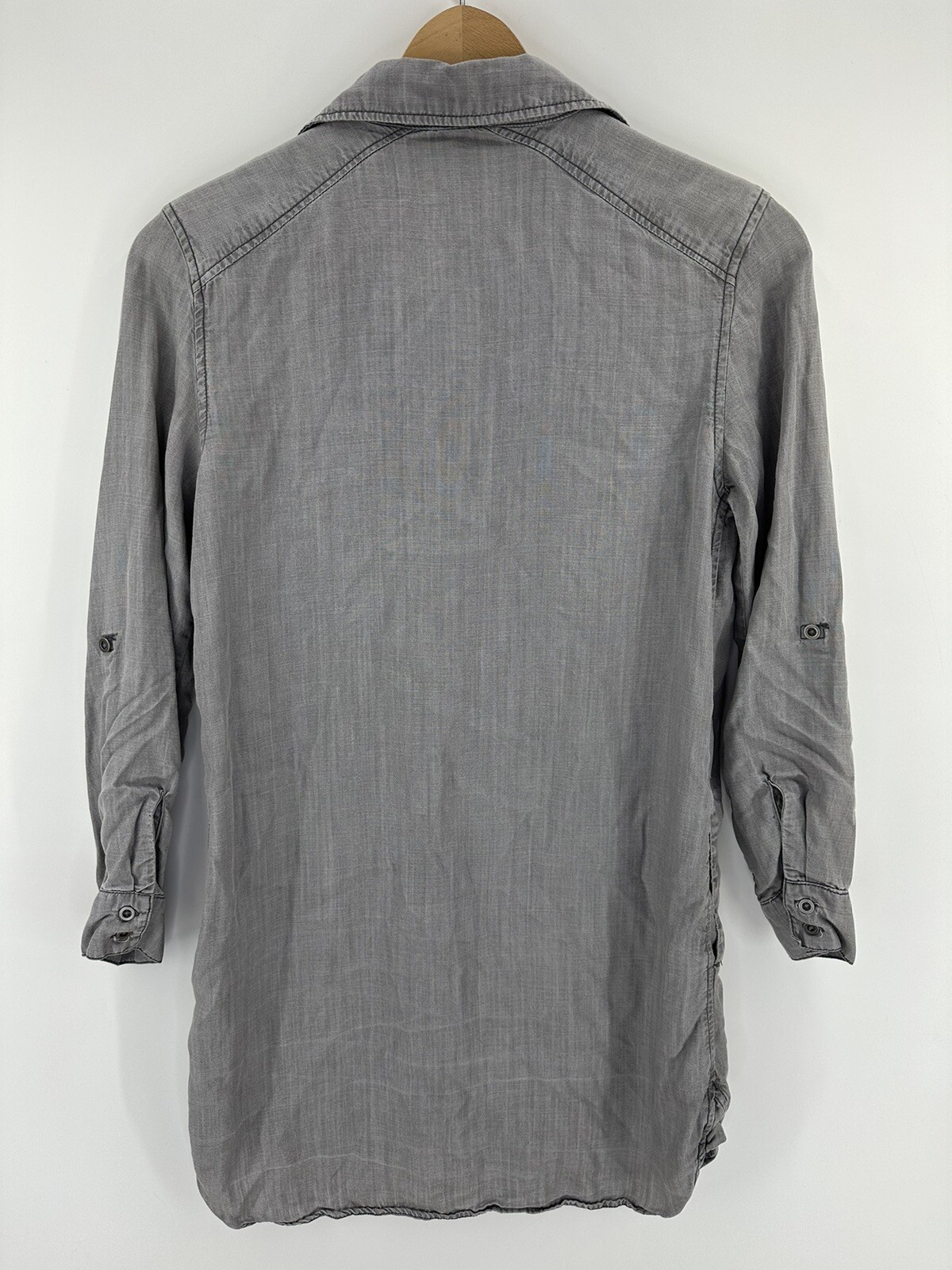 Philosophy Gray 100% Tencel Long Sleeve Button Tunic Dress Women’s Size SMALL