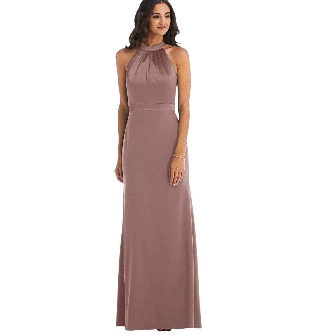 After Six High Neck Halter Maxi Gown Sienna Open Back Luxe Charmeuse 20 NWT