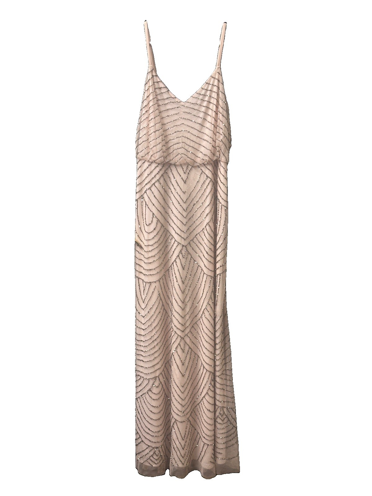 Adrienne Papell Beaded Evening gown, size 6 NWT, Blush Gold