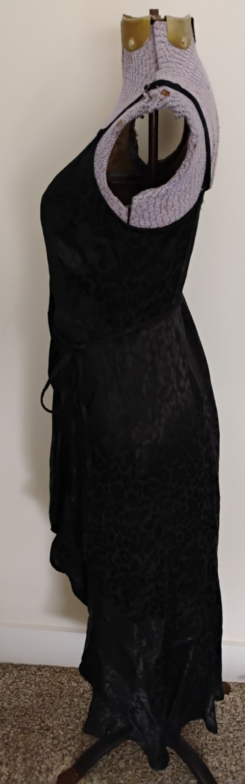 Abercrombie & Fitch High Low Wrap Dress Womens Black Animal Print Satin Finish S