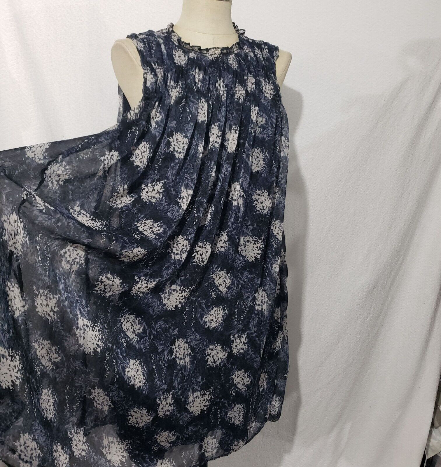 Joie Navy Blue Sleeveless Chiffon Dress Lightweight Lined M