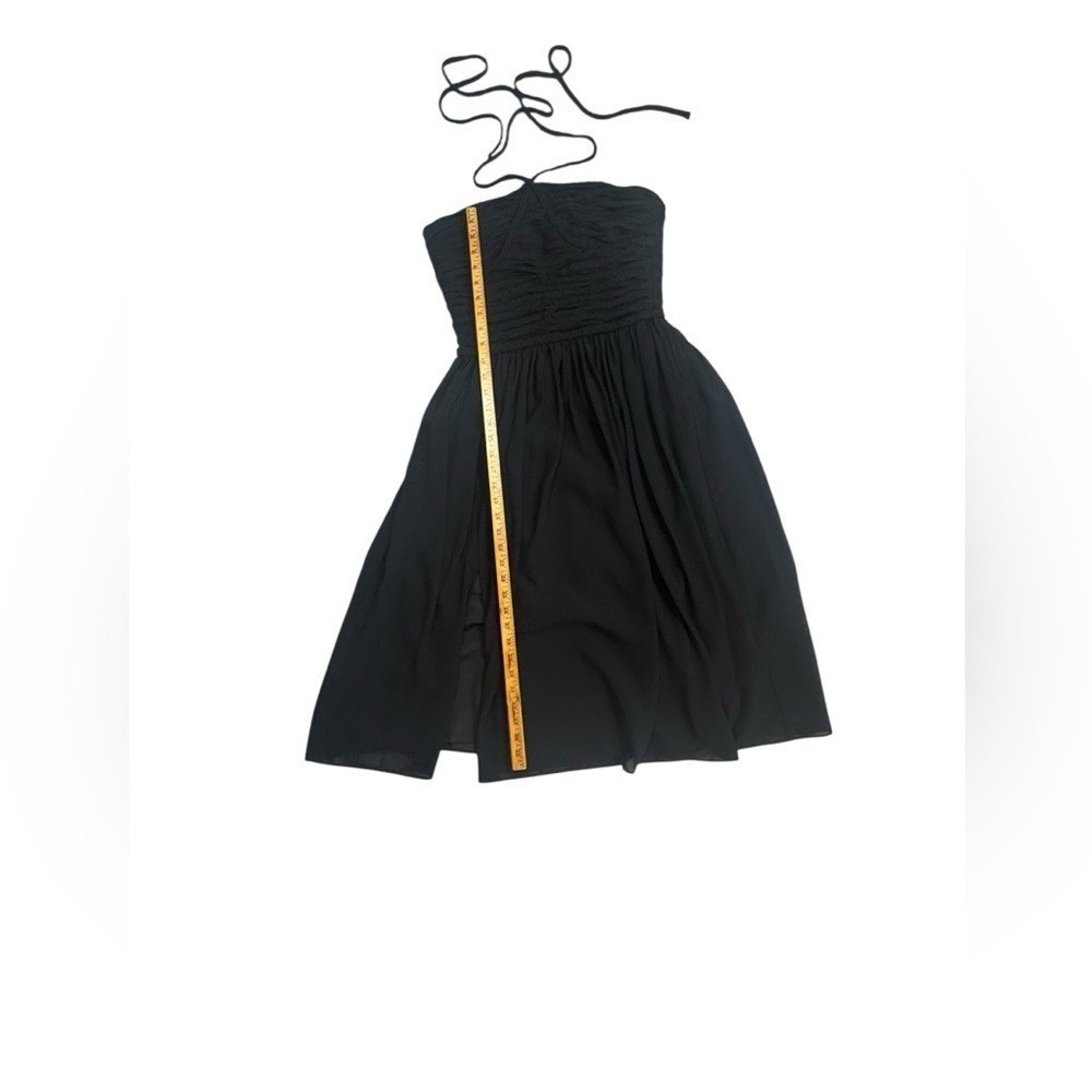 Dress the Population Aura Black Halter Midi Dress Size M Ruched Chifon
