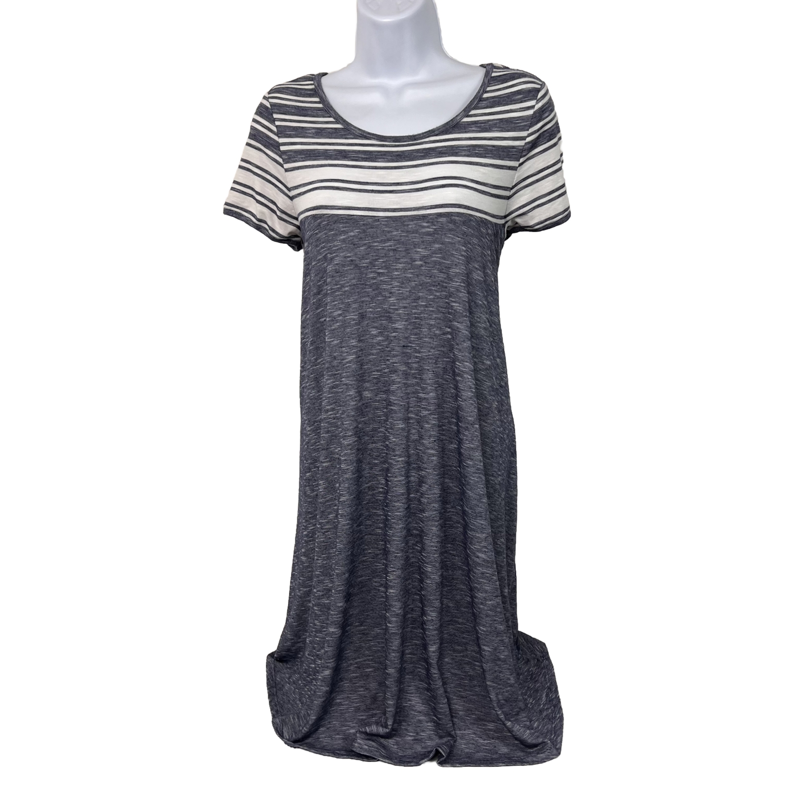 Max Edition T Shirt Dress Women’s Medium Gray Striped Short Sleeve Above Knee