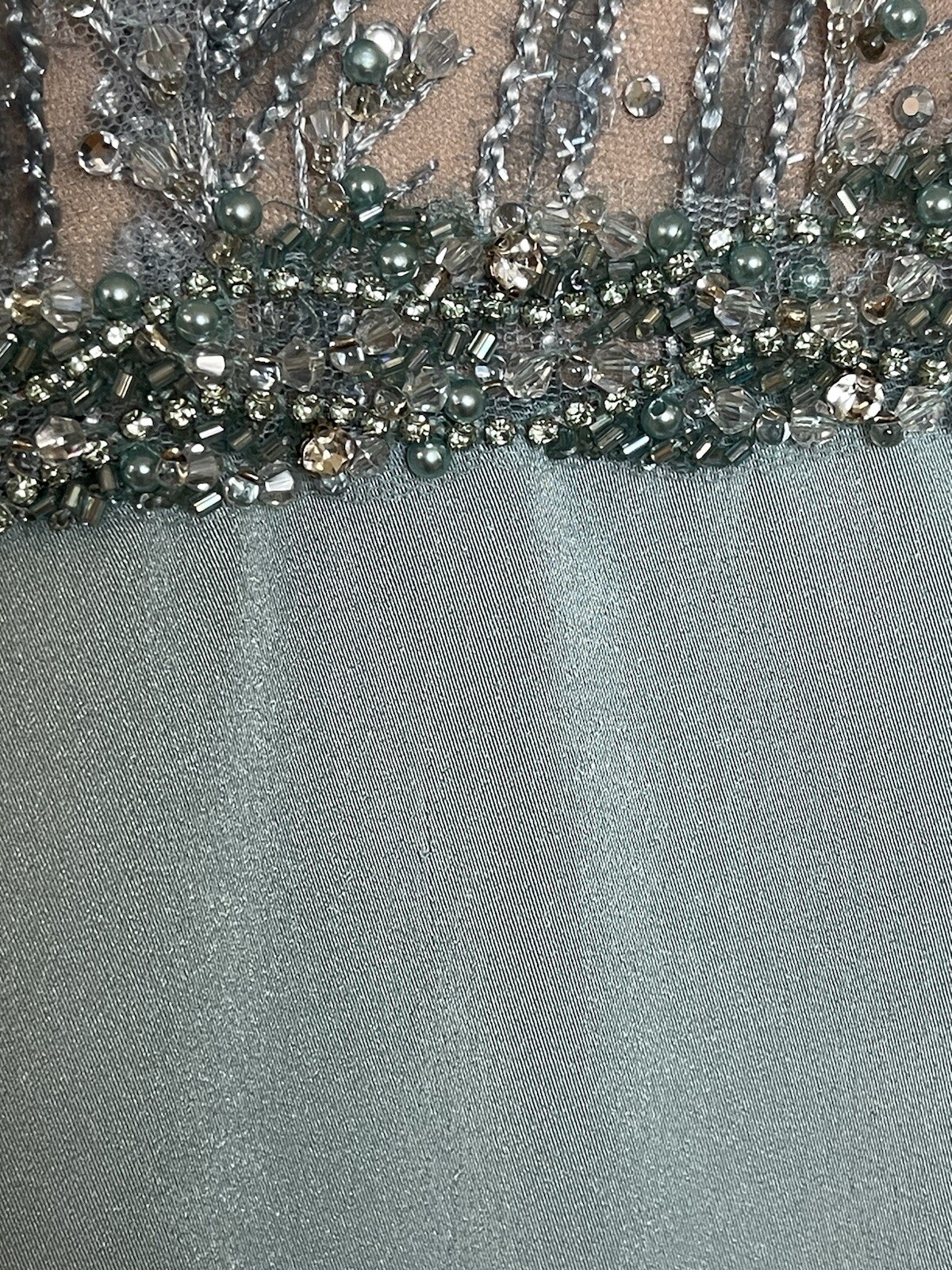 Mac Duggal Gown Dress Size 2 Embellished Beaded Cap Sleeves Sea Mist 79298