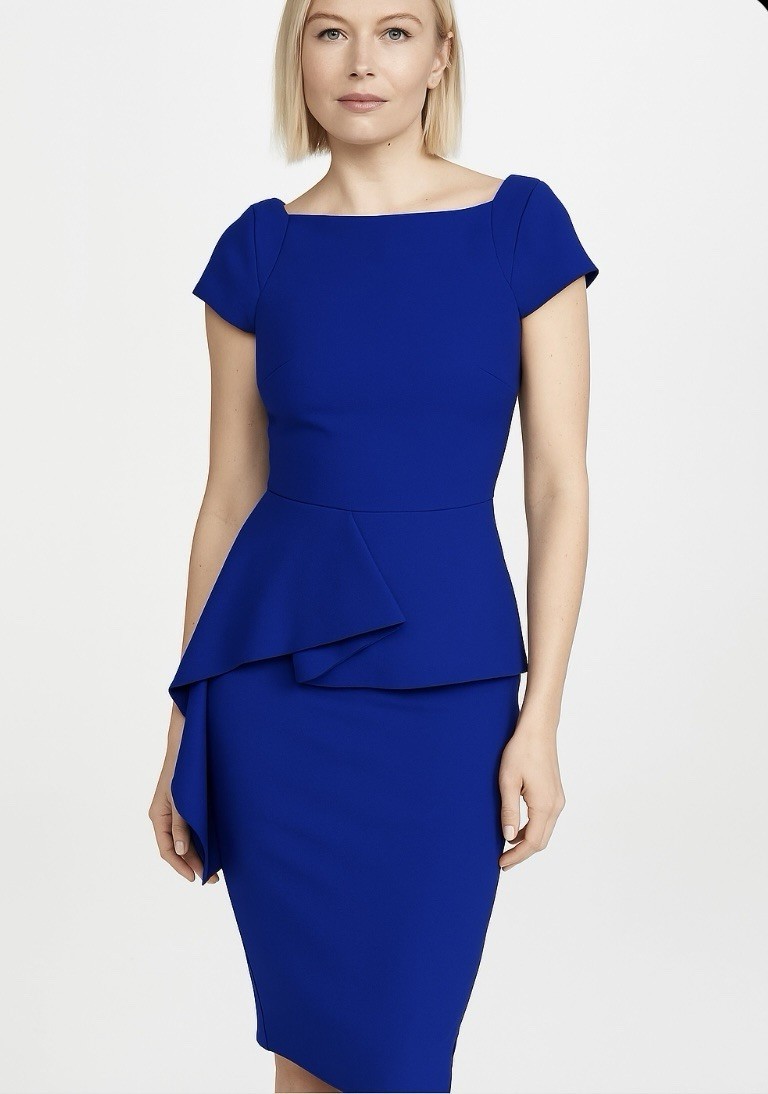 Roland Mouret Aldingham Asymmetric Crepe Peplum Blue Dress 4