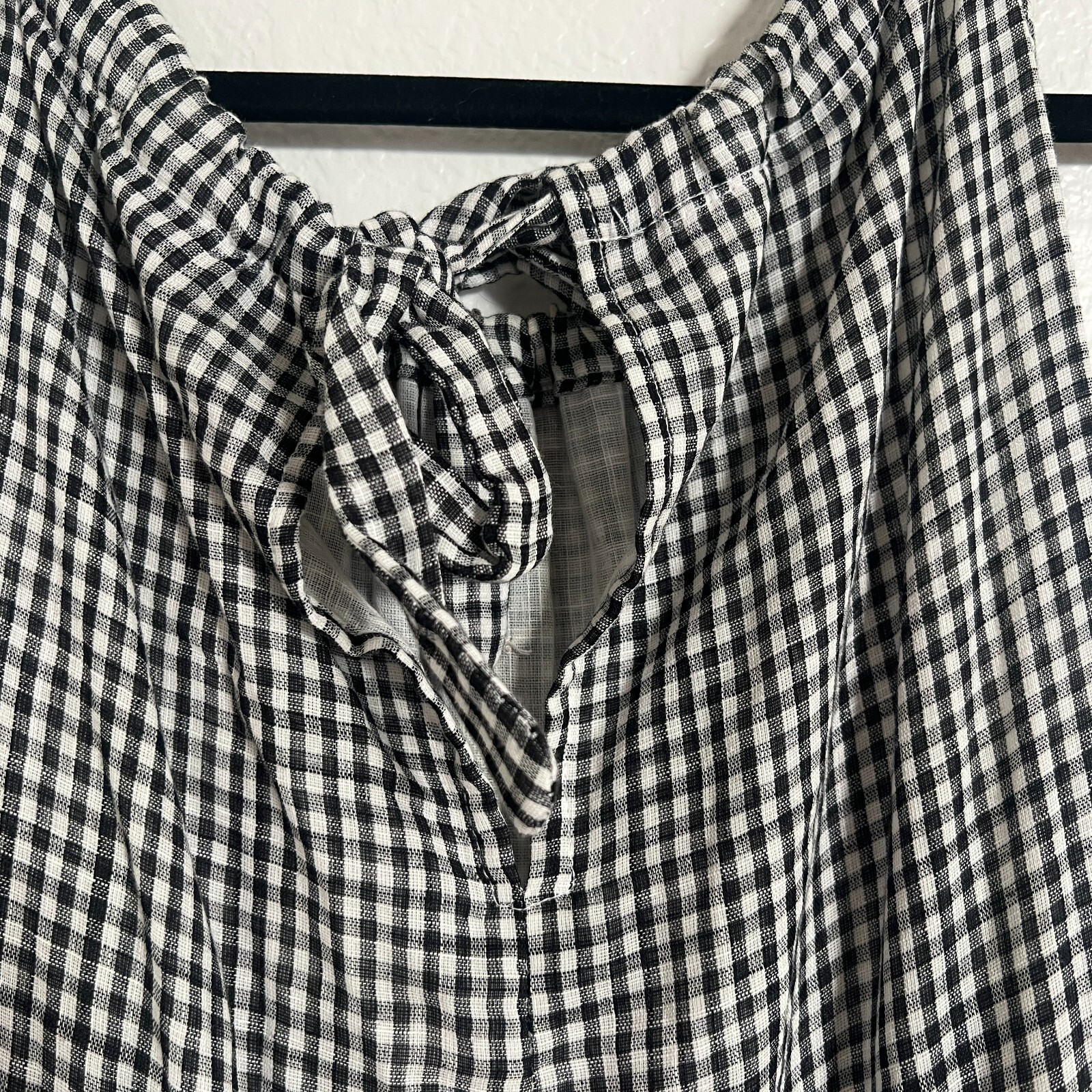 Violet Weekend Sz XL Cotton Gingham Tiered Maxi Dress Pearl Detail Prairie Boho