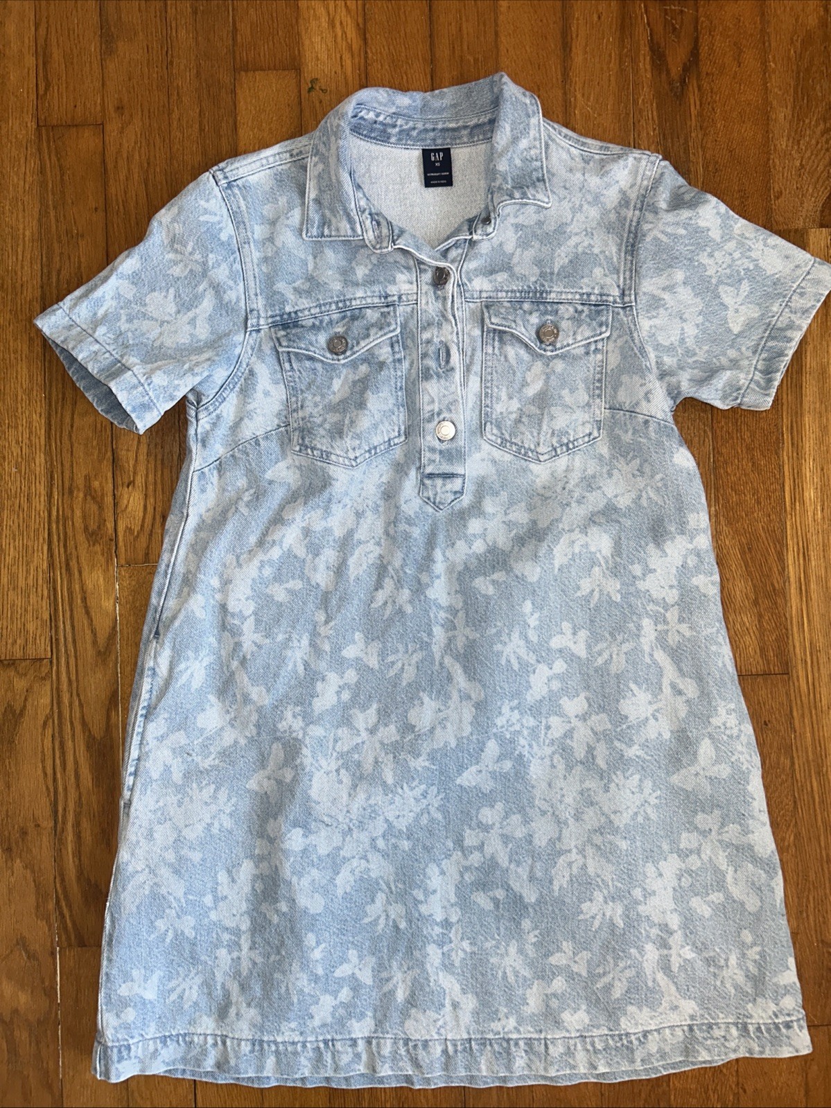 Gap Denim Short Sleeve Floral Pattern Dress XS