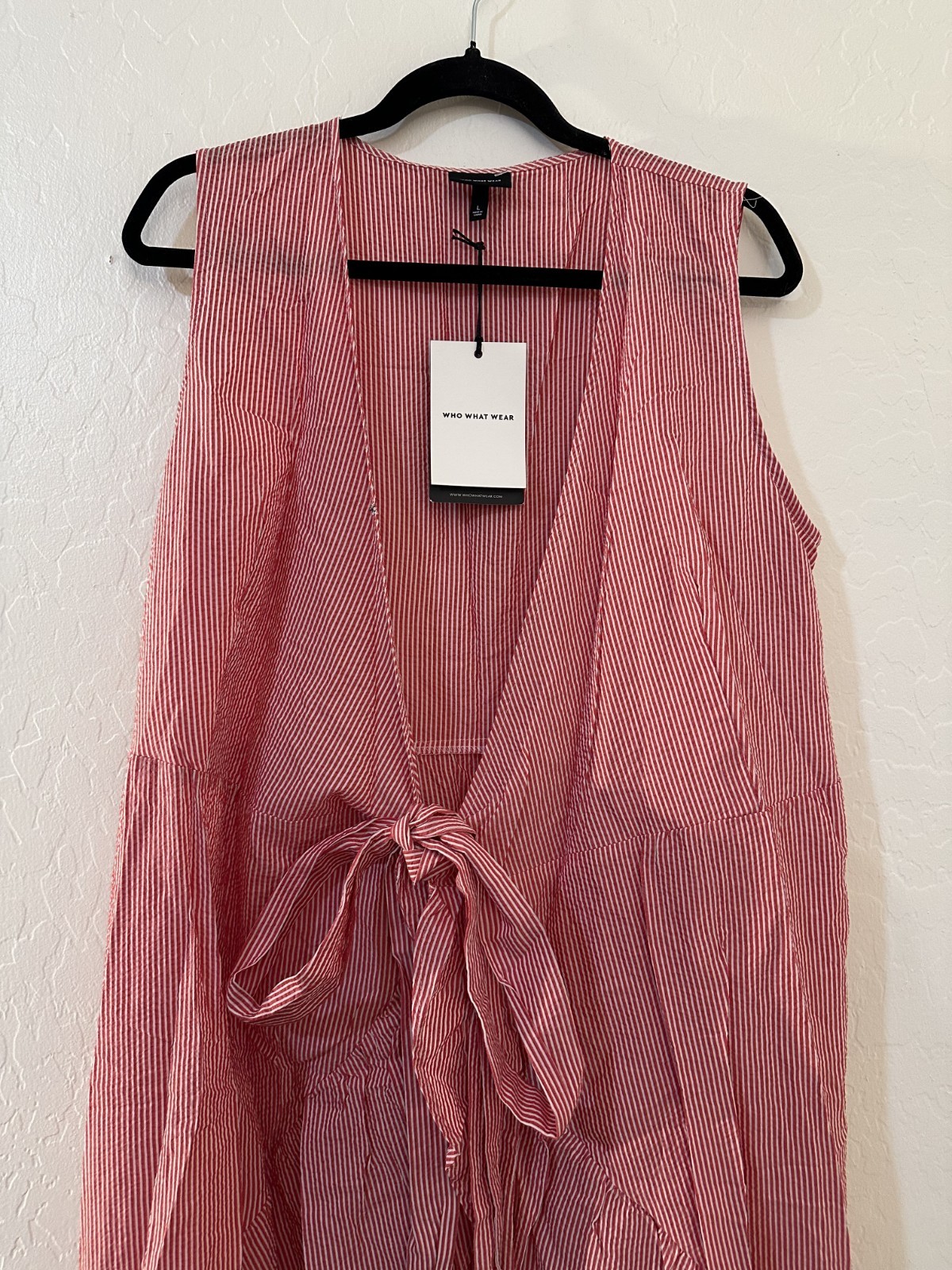 Who What Wear Womans Asymmetrical Wrap Maxi Dress Size L Striped Beachy Resort
