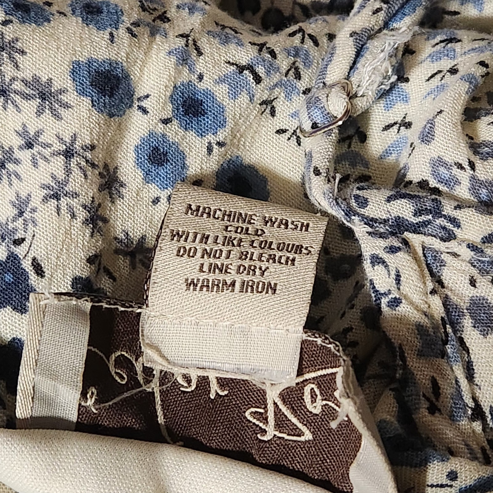 Cedar Rose Midi Dress Womens Sz S Rayon Adjustable Lined Blue Ditsy Floral
