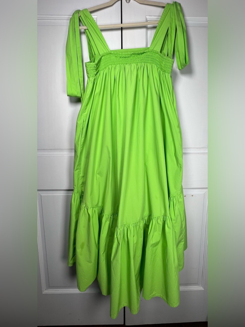 Christopher John Rogers Tie Strap High-Low Babydoll Dress Vibrant Green M
