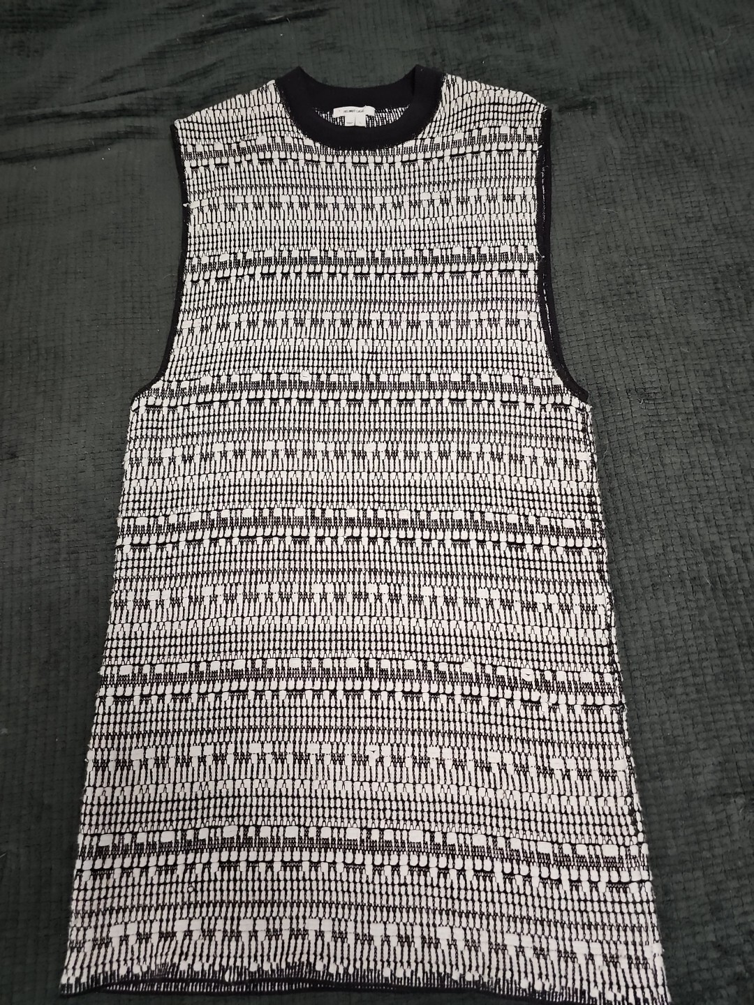 HELMUT LANG•Sleeveless Variant Grid Print Bodycon Mini Dress Womens SZ Large