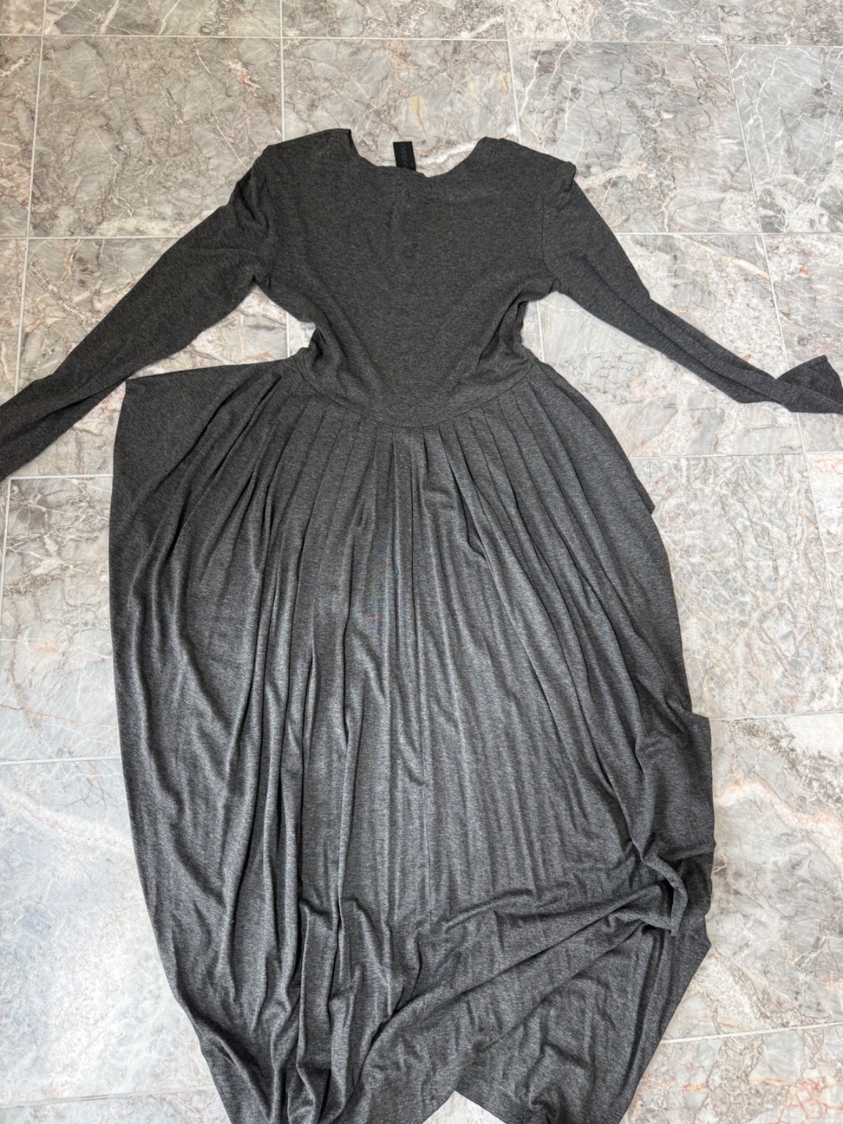 Norma Kamali Grey long sleeved Maxi dress sz XS
