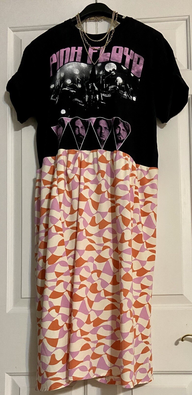 Pink Floyd Reworked OOAK Upcycled Vintage Band Tee Dress S M Small Medium Tshirt