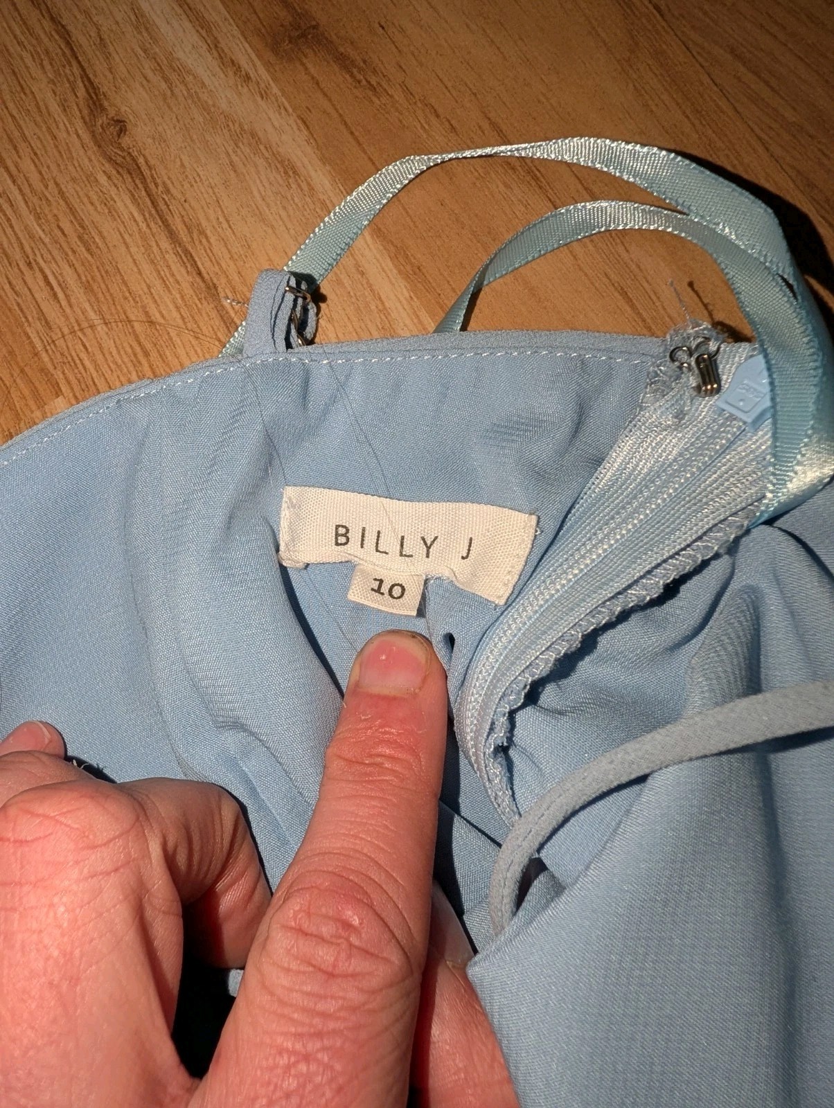 BILLY J Baby Blue Dress Size 10 Lined Summer Sundress Wedding Good Condition
