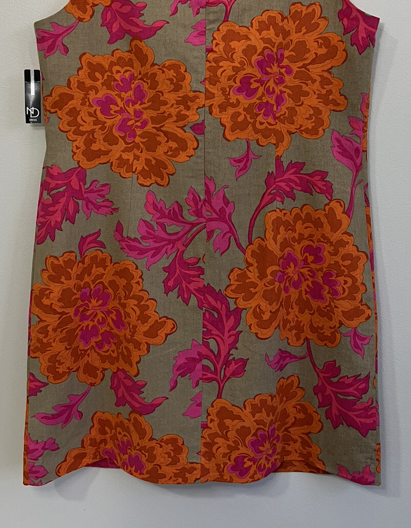 ND New Directions Sleeveless Linen Floral Dress Lined Button Womens Plus 18 New
