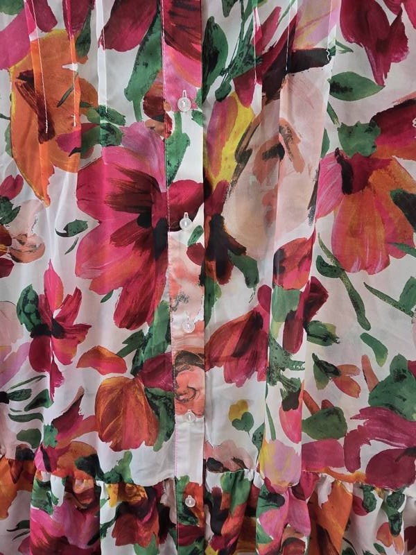 Julia Jordan Floral Flutter Sleeve Dress Women’s Large Ivory Multicolor
