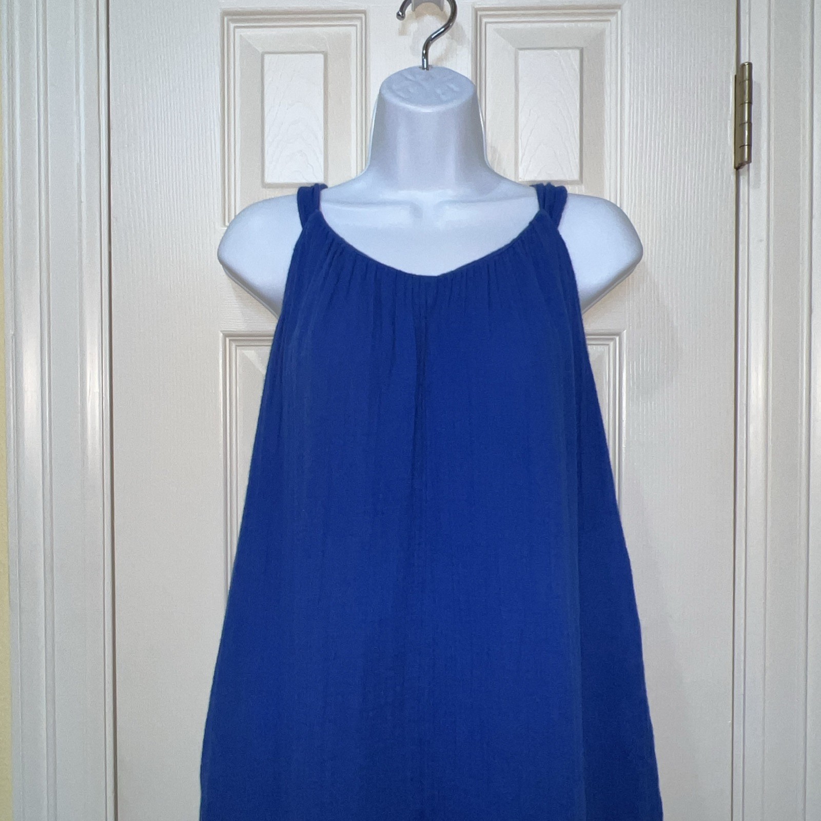 Old Navy Royal Blue Cotton Gauze Sleeveless Maxi Dress Sz XS Beach Boho Coastal