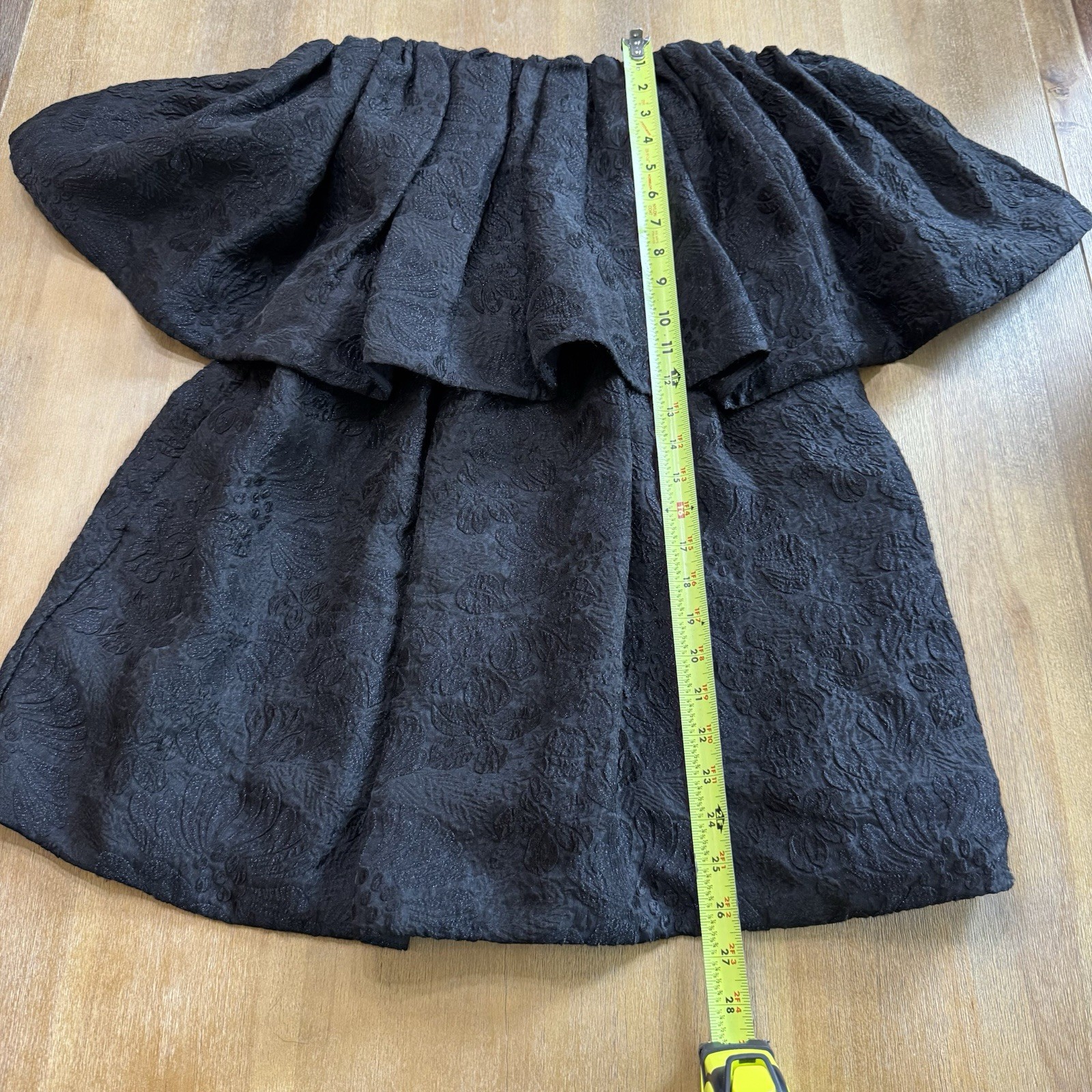 Ulla Johnson Mini Dress Size 4 Strapless Jacquard Floral Motif Black Silk Blend