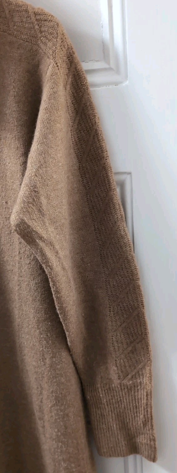 Esprit Sweater Dress Size L Camel Tan Cowl Neck Polyester Wool Acrylic