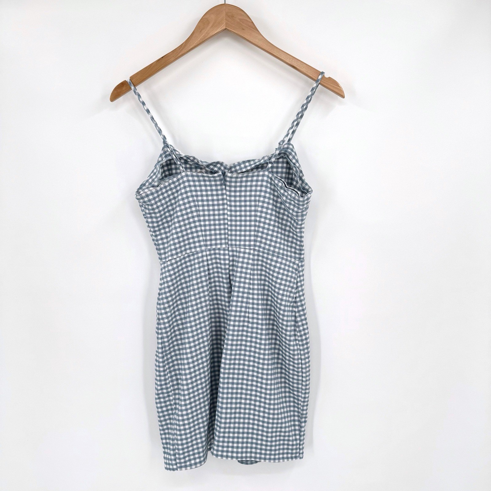 Lottie Moss Blue White Gingham Mini Dress Lace Trim Bow Small
