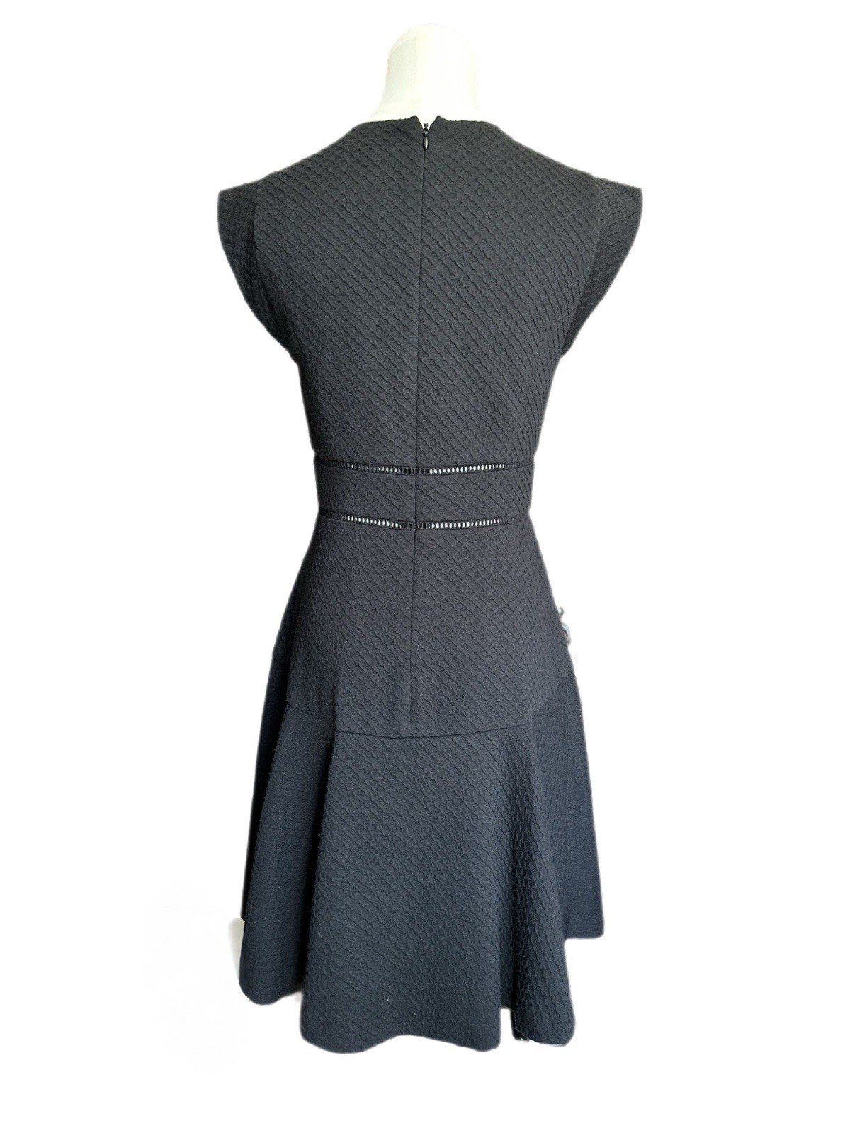 Rebecca Taylor Textured Fit & Flare Mini Dress Black Size 2 NWT