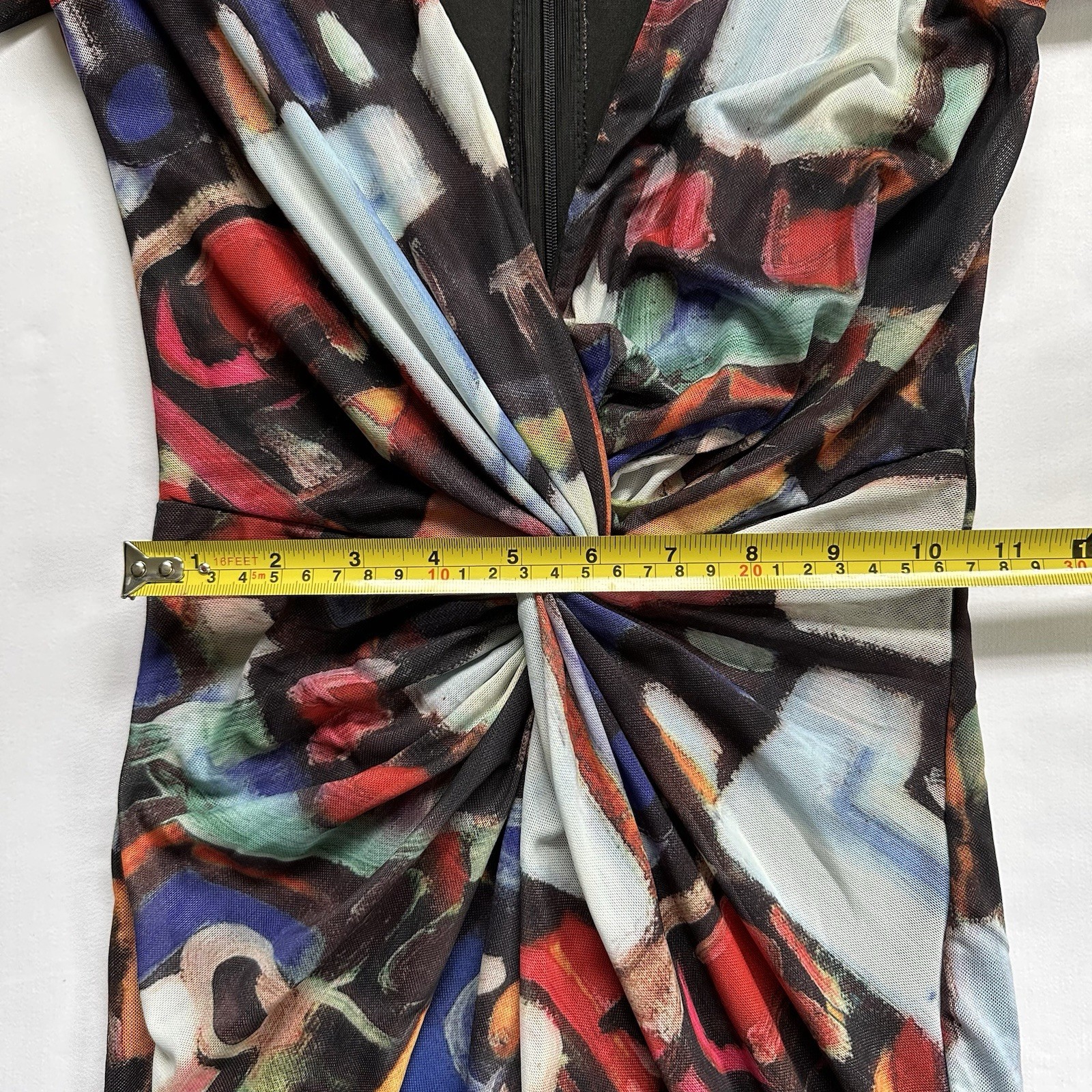 Akira On My Mind Abstract Colorful Plunge V-Neck Bodycon Mini Club Dress Size S