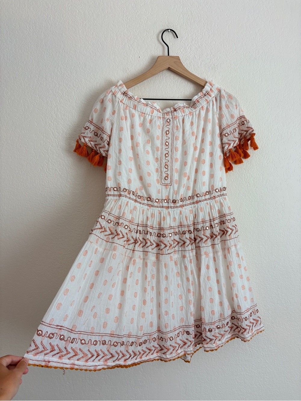 Mer St. Barth Coastal Fringe Mirrored Boho Embroidered Tassel Dress