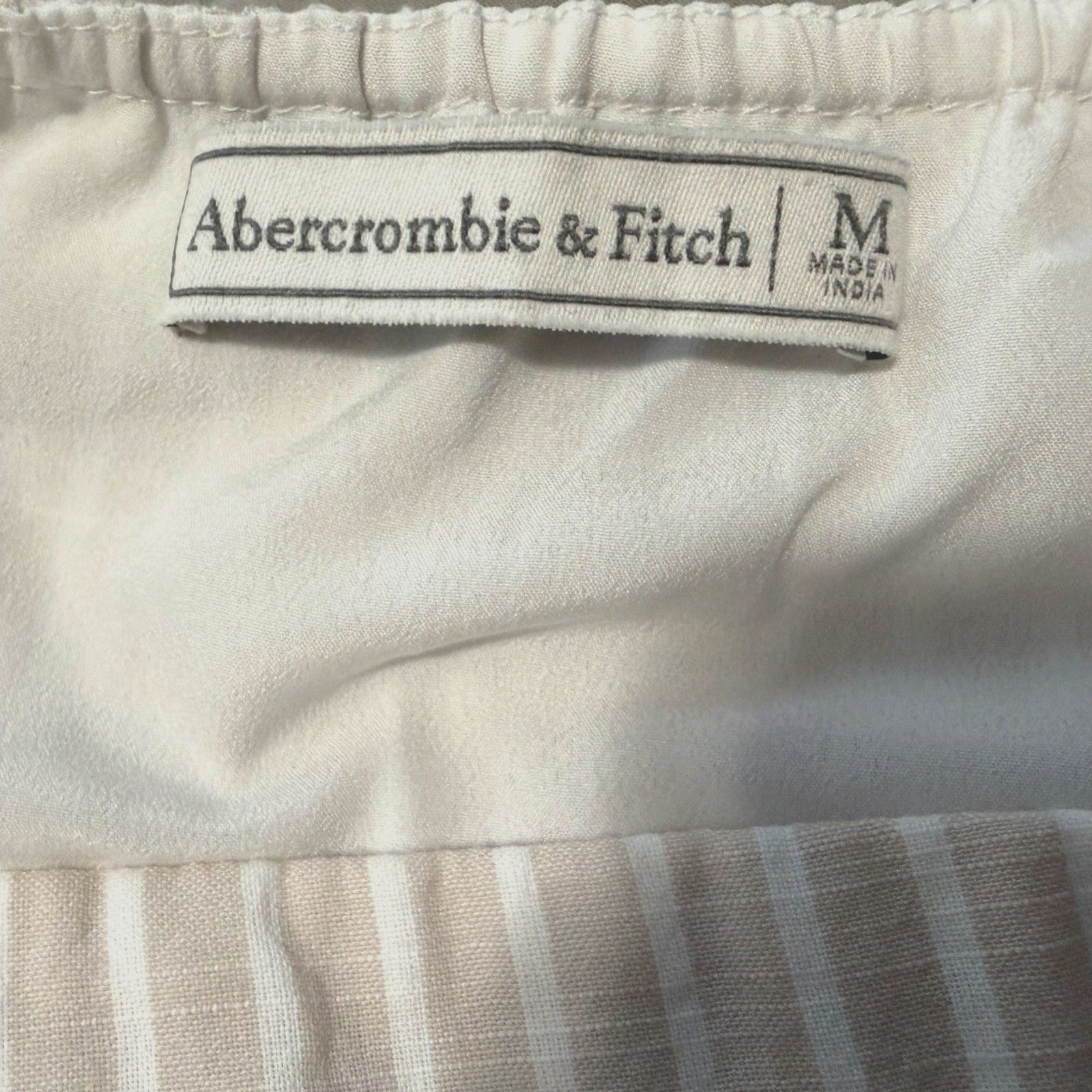 Abercrombie & Fitch 100% Cotton Tiered Midi Dress Size M Striped Cream