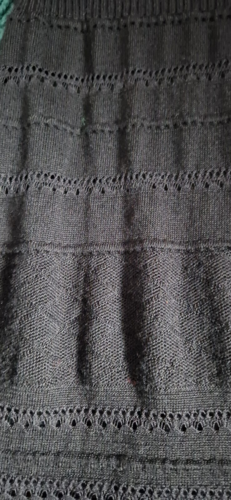 Karen Millen Dress Size 3 Black Wool Blend Crochet Knitted Stretch Lined Spring
