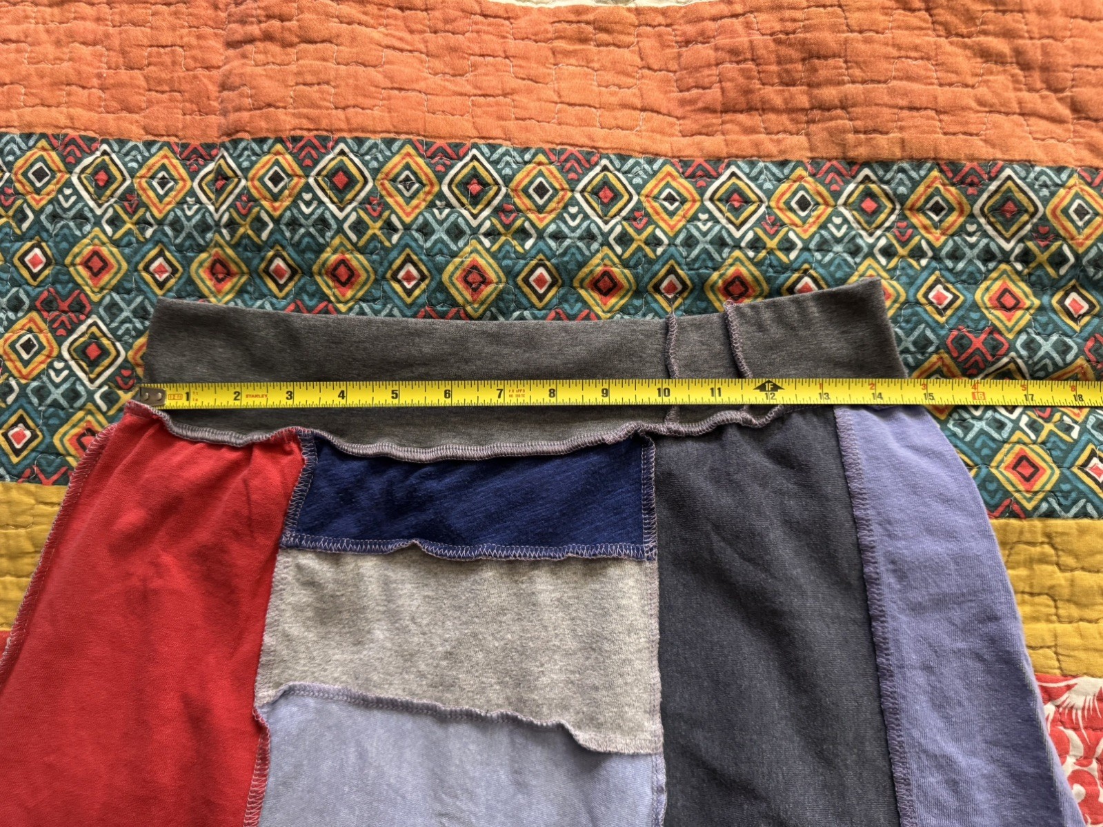 Upcycled T Shirt Patchwork Skirt Boston Red Sox Unique Sz M