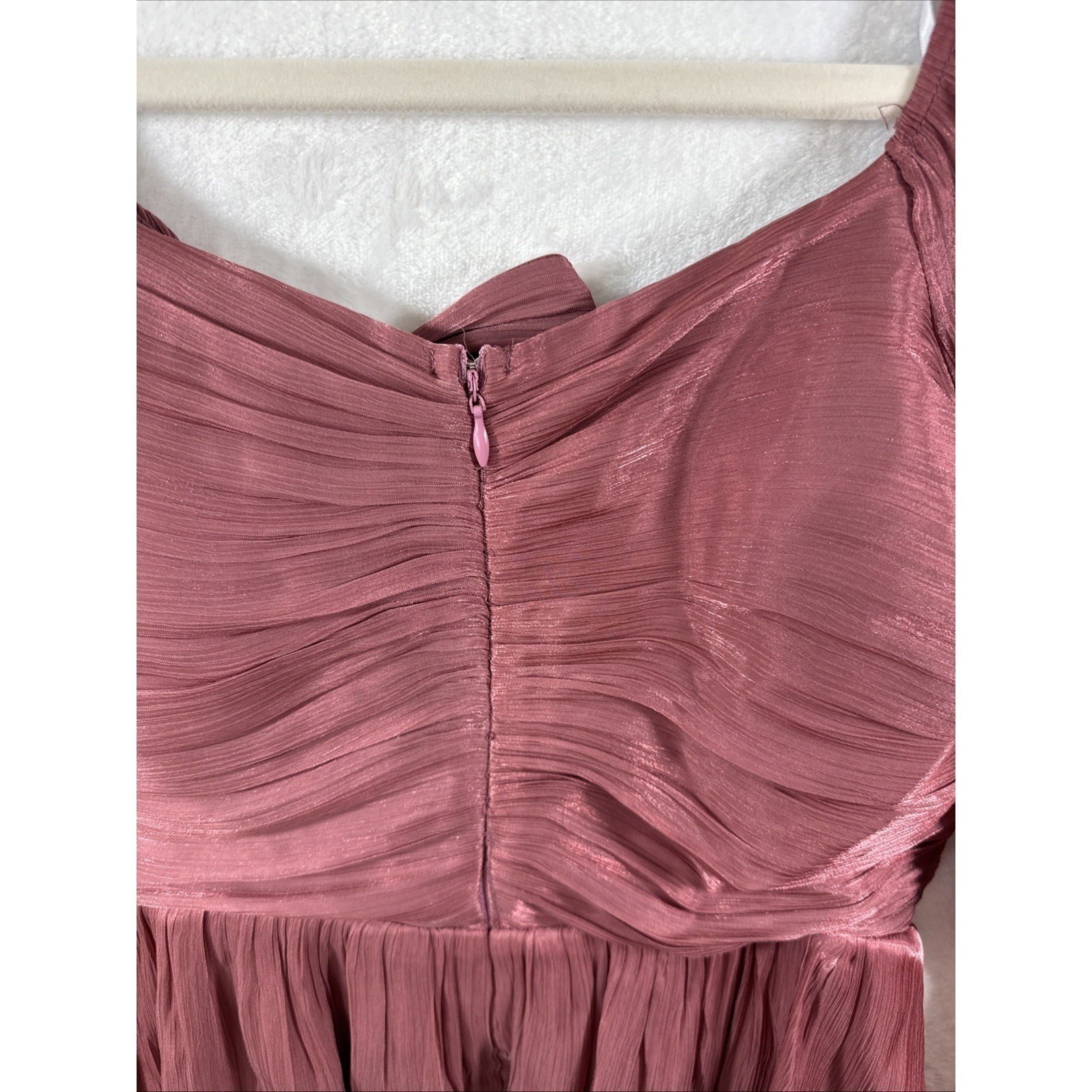 Lulus Mauve Pink Pleated Bow Front Balloon Sleeve Mini Dress Small New