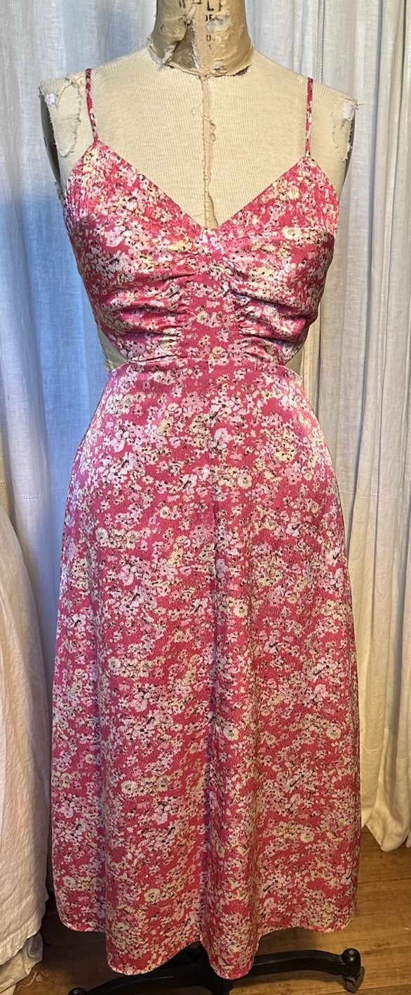 Love Whit Womens Pink Floral Satin Event Dress Sz S Pre-owned