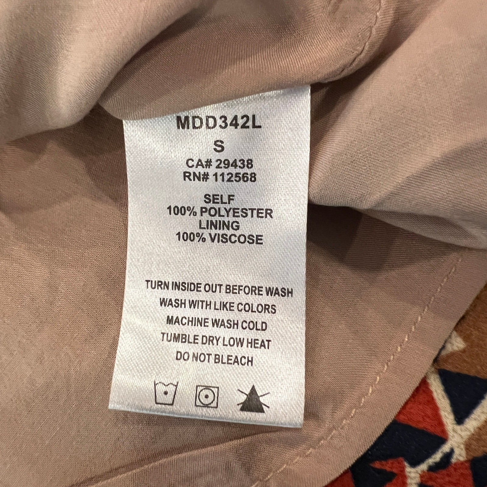 NWT Nordstrom’s Miss Me Tan, Navy, Orange/Red Geometric Print Shift Dress – S
