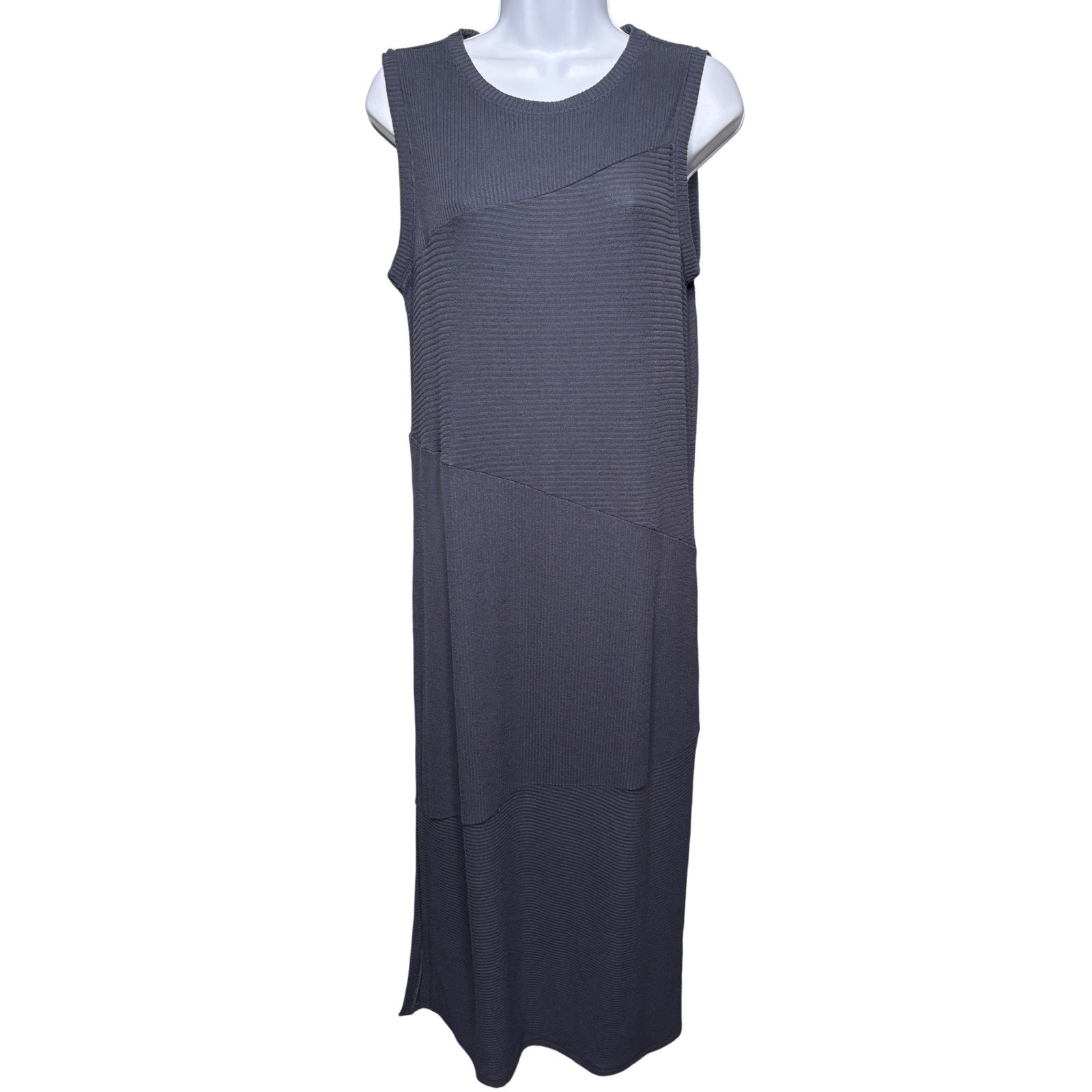 NWT HAVEN WELL WITHIN Womens Gray Sleeveless Maxi Dress Sz S Ribbed Minimalist