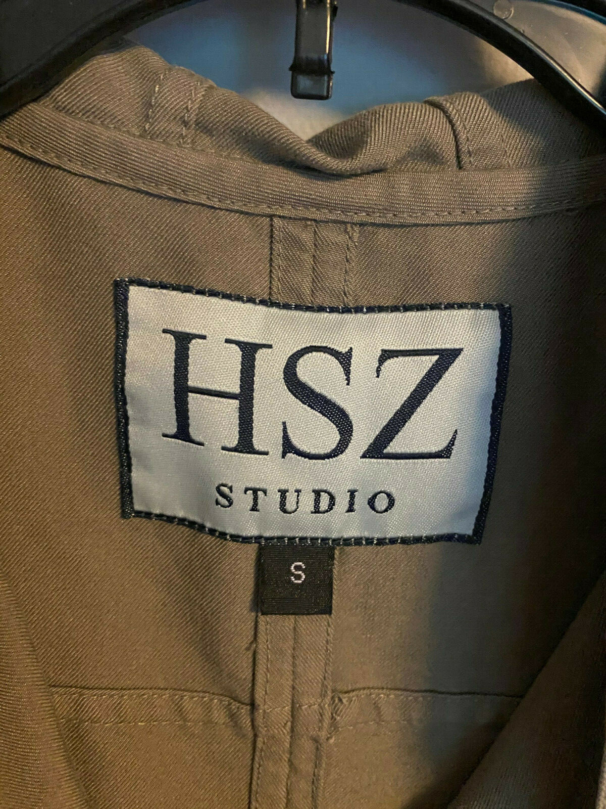 Womens HSZ Studio Sleeveless Shift Dress, Olive, Hooded, 1/2 Zip, Pockets, Small