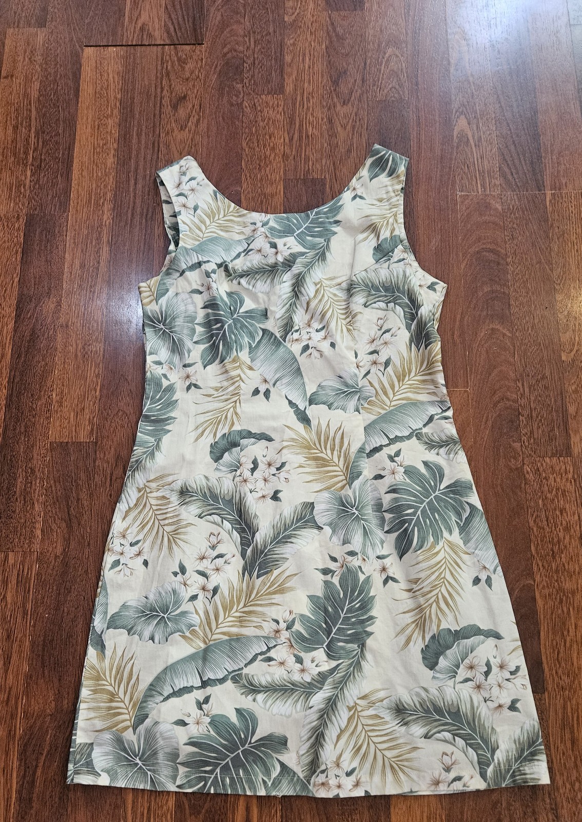 Monstera Leaves Women’s Short Tank Flared Hawaiian Dress Large Aloha Republic