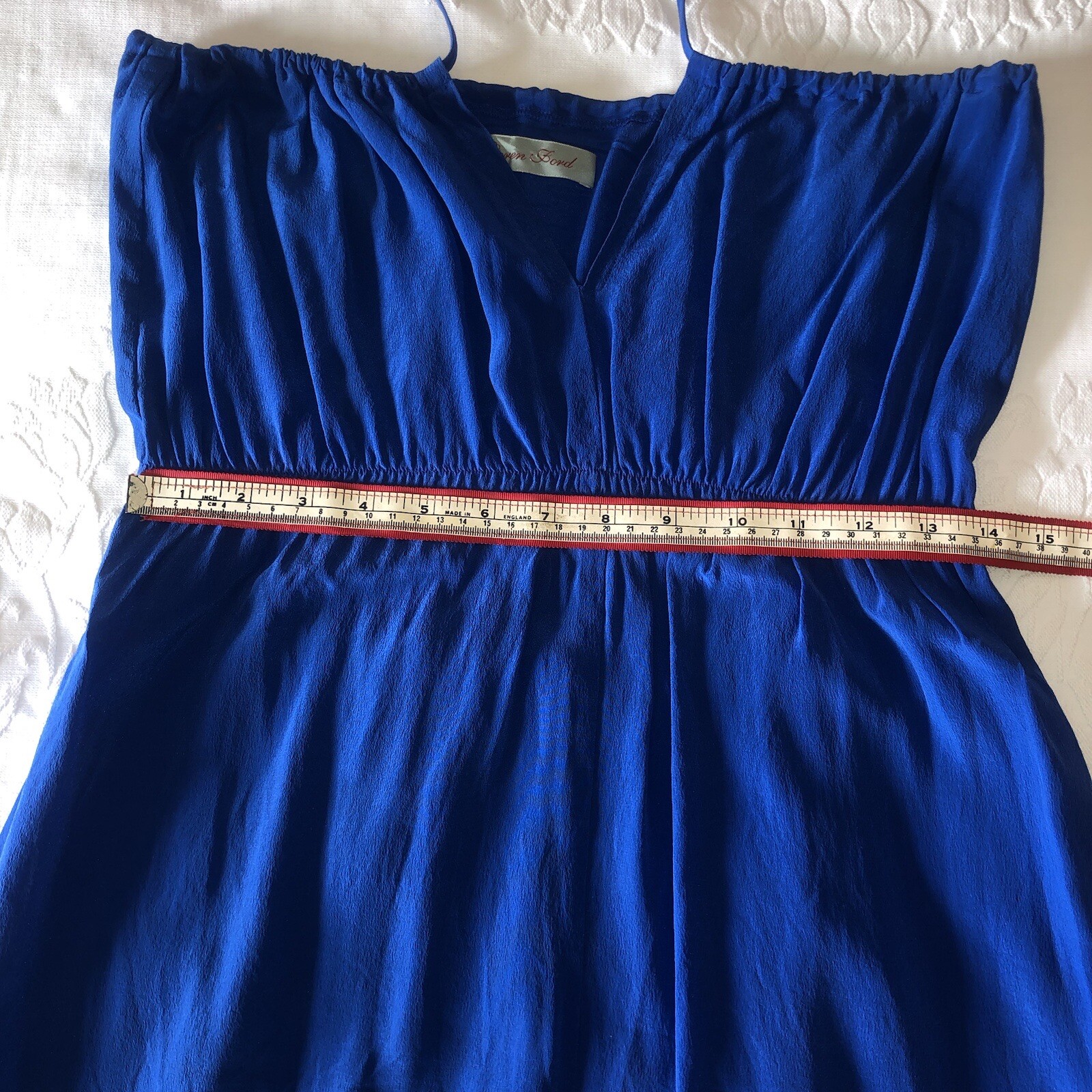 GEREN FORD COBALT BLUE SILK DRESS SIZE UNKNOWN SEE PHOTO MEASUREMENTS