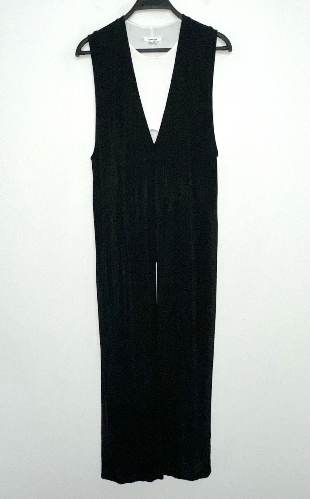 HELMUT LANG Size XS Sleeveless Maxi Dress Black w/ White Underlayer Made in USA