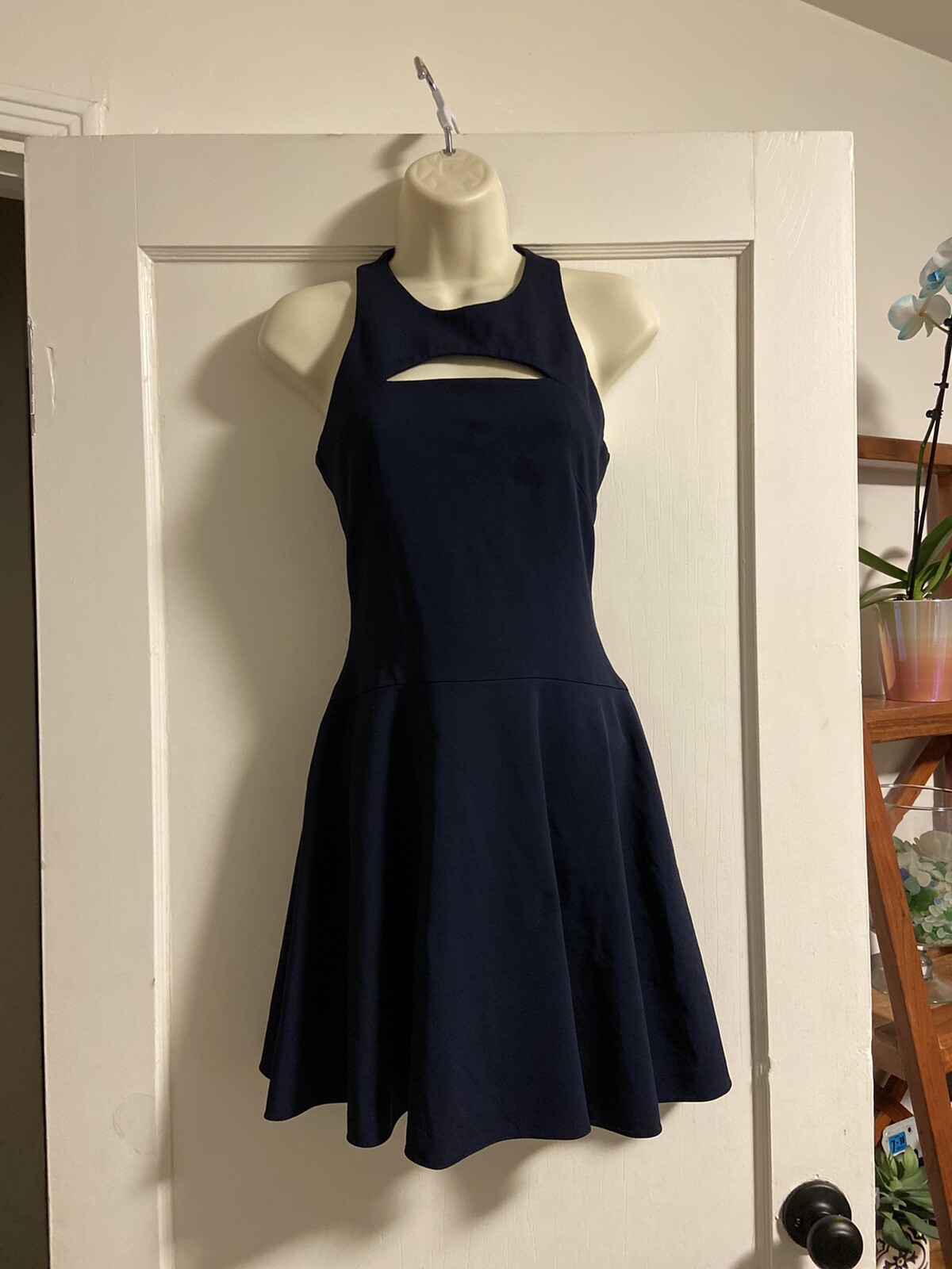 CUSHNIE ET OCHS Dress Mini Cutout Chest Navy Size 2 EUC Made In USA