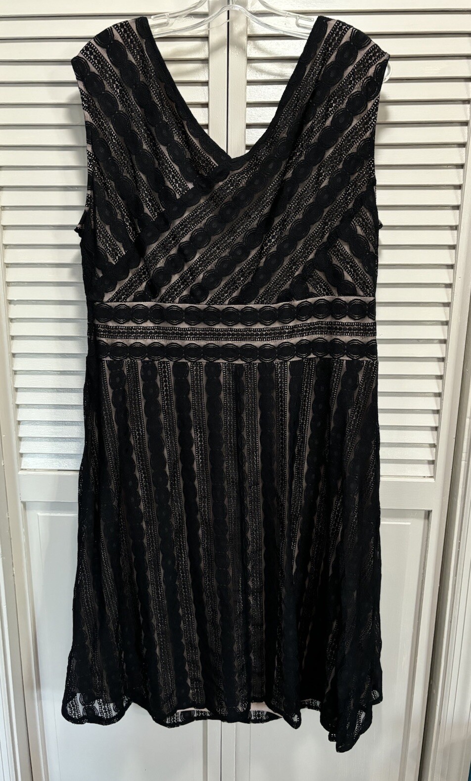 Signature Harper Lace Black Lined Sleeveless Dress Long Size 20W Side Zip