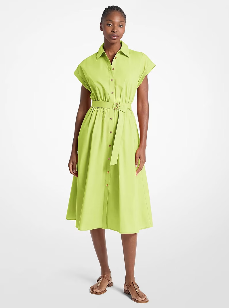 michael kors Cotton Poplin Midi Dress with belt
