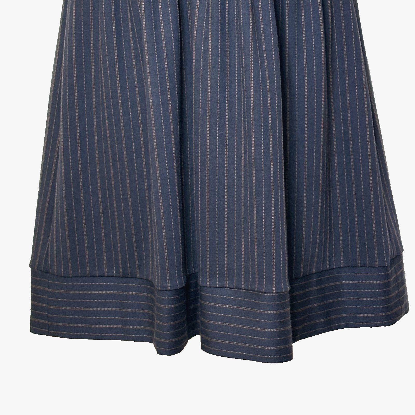 Rabbit Rabbit Rabbit Designs Tan Navy Pinstripe Balloon Sleeve Dress Women’s 8